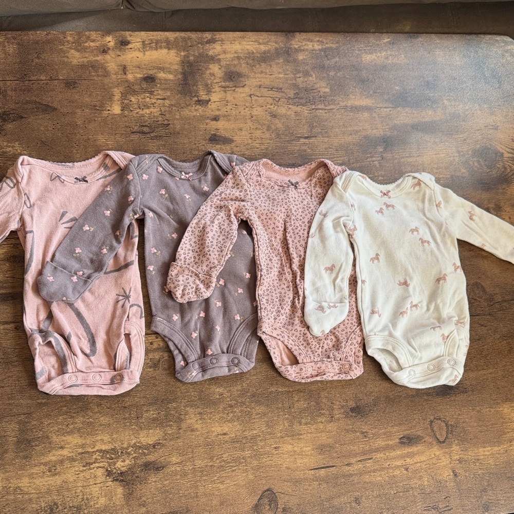 Carter's Pink, Gray, Cream Baby Bodysuits Set